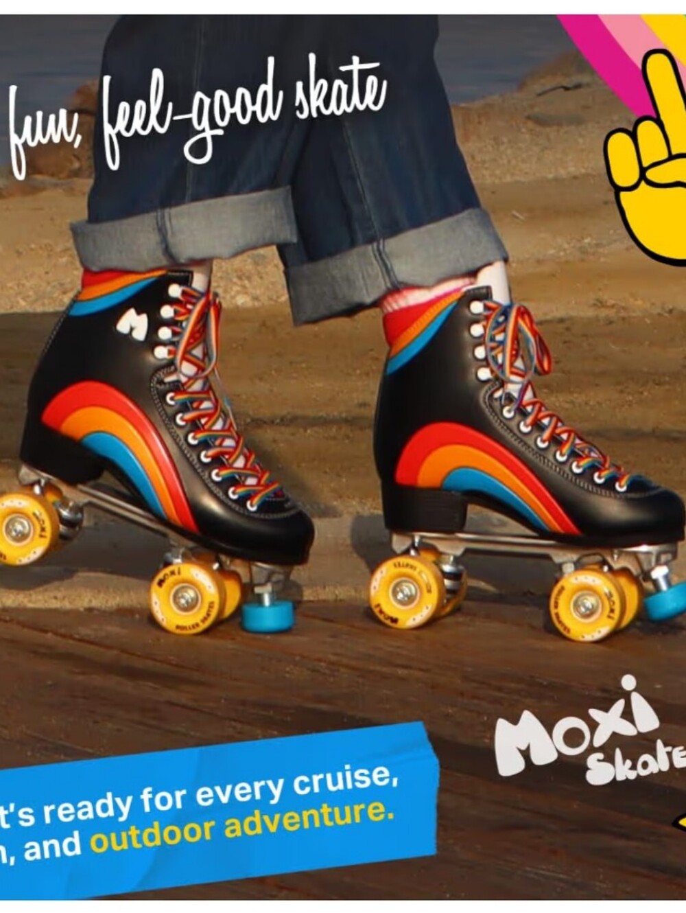 Moxi Rainbow Roller Skates - Size 9 -  Asphalt Black